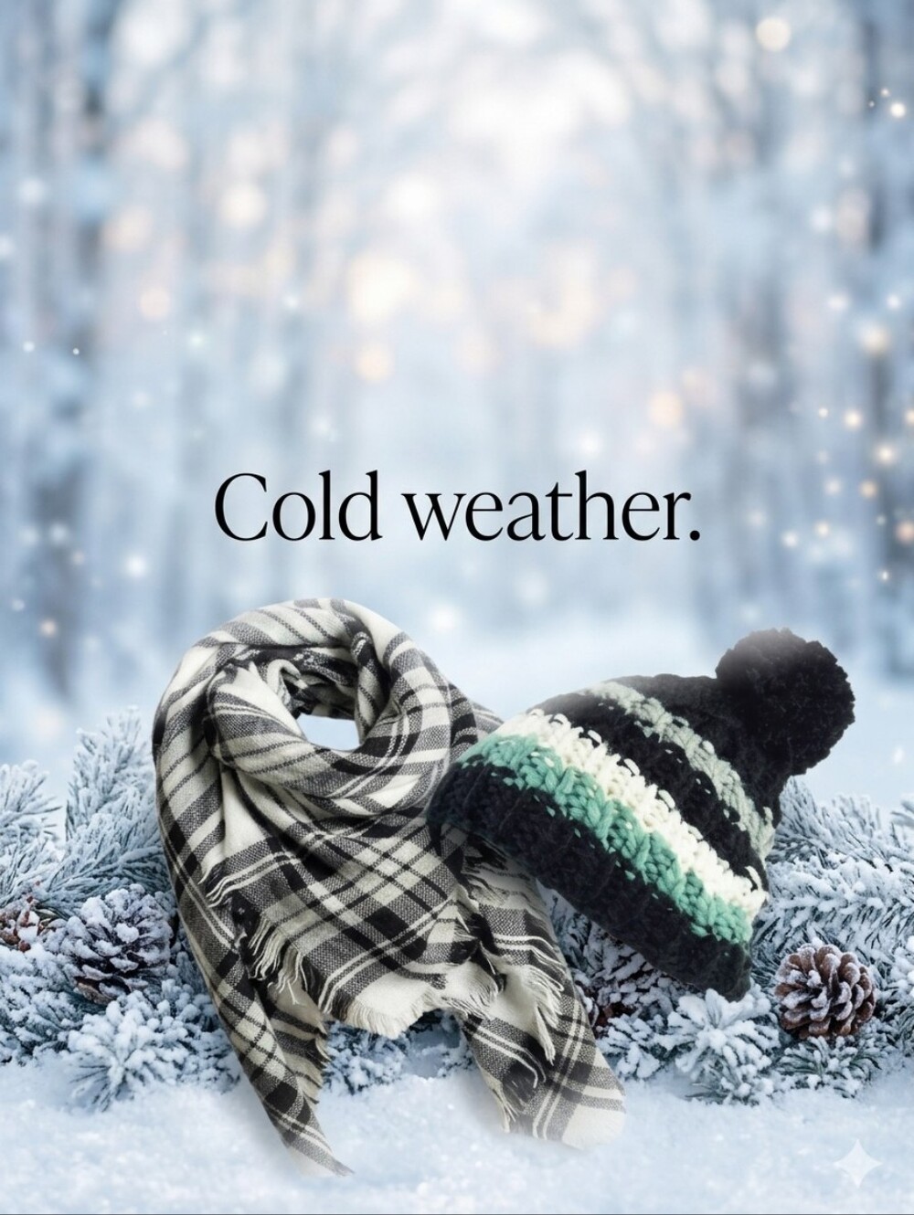 Blue, Black, White Striped/Plaid Beanie& Scarf Set